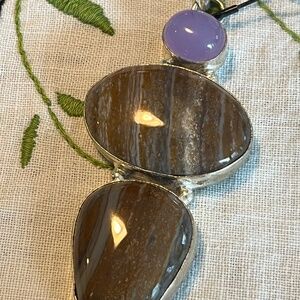 Amethyst/Agate & Sterling Pendant